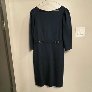 Ann Taylor Green Business Dress with Gold Buckles 6